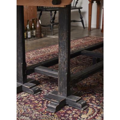 Long Dining Table with Black Antique Flag Stand Legs