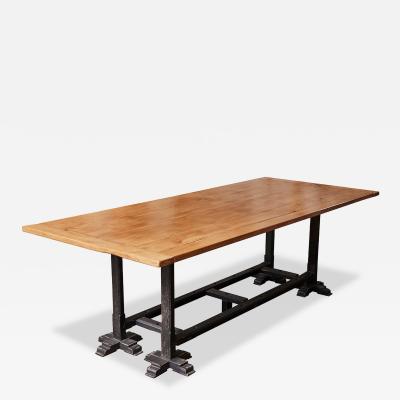 Long Dining Table with Black Antique Flag Stand Legs