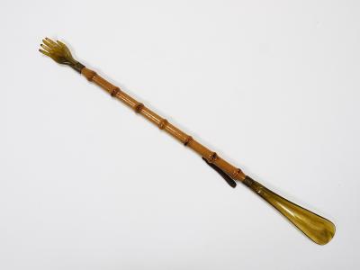 Long Faux Bamboo Shoehorn Backscratcher Resin Mid Century Italy 1960s