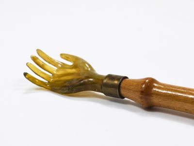 Long Faux Bamboo Shoehorn Backscratcher Resin Mid Century Italy 1960s