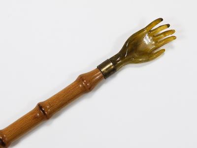 Long Faux Bamboo Shoehorn Backscratcher Resin Mid Century Italy 1960s