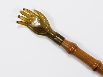 Long Faux Bamboo Shoehorn Backscratcher Resin Mid Century Italy 1960s