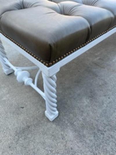 Long Modern Tufted Leather Bench