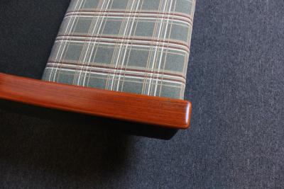 Long Norwegian Modern Exposed Teak Sofa with Original Upholstery