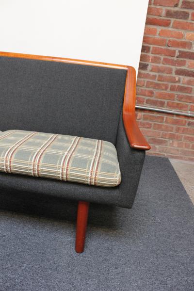 Long Norwegian Modern Exposed Teak Sofa with Original Upholstery