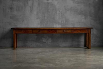 Long Rustic Farmhouse Table France Late 19th Century