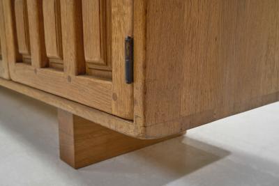 Long Spanish Brutalist Panel Cabinet in Oak Spain 1960s