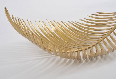 Long brass palm leaf bowl