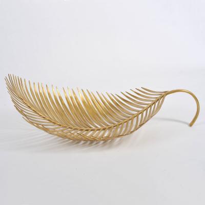 Long brass palm leaf bowl
