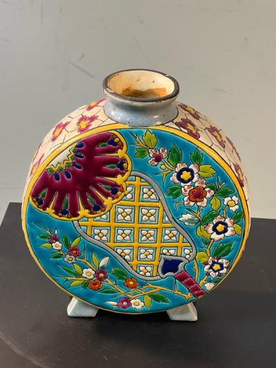 Longwy ART DECO LONGWY FLORAL PATTERN VASE