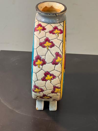 Longwy ART DECO LONGWY FLORAL PATTERN VASE