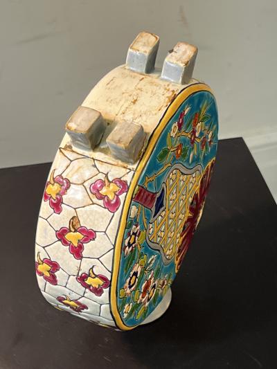 Longwy ART DECO LONGWY FLORAL PATTERN VASE