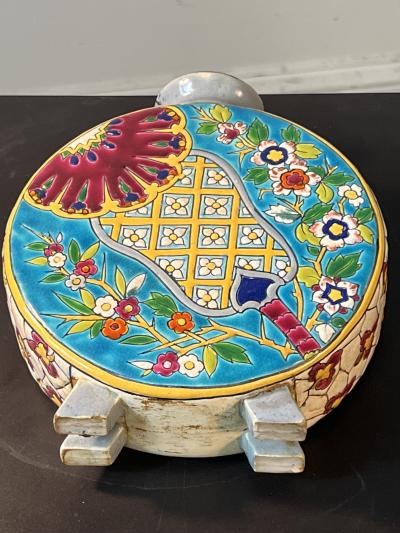 Longwy ART DECO LONGWY FLORAL PATTERN VASE