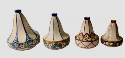 Longwy Longwy Art Deco French Cloisonn Ceramic Geometric Gourd Shape Large Vase