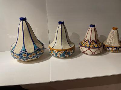 Longwy Longwy Art Deco French Cloisonn Ceramic Geometric Gourd Shape Large Vase