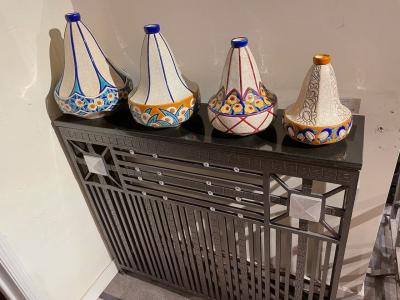 Longwy Longwy Art Deco French Cloisonn Ceramic Geometric Gourd Shape Large Vase