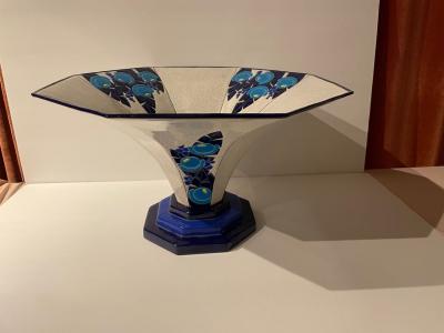 Longwy Longwy Art Deco French Cloisonn Ceramic Large Display Dish