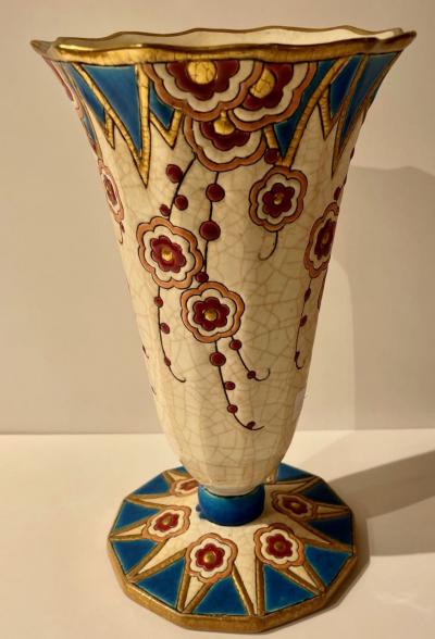 Longwy Longwy Art Deco French Cloisonn Ceramic Vase