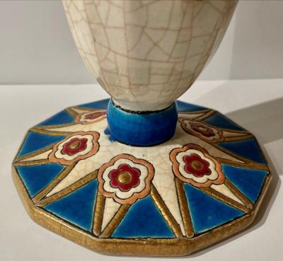Longwy Longwy Art Deco French Cloisonn Ceramic Vase