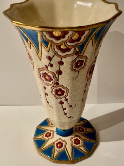 Longwy Longwy Art Deco French Cloisonn Ceramic Vase