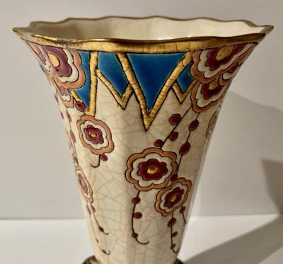 Longwy Longwy Art Deco French Cloisonn Ceramic Vase
