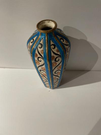 Longwy Longwy Art Deco French Cloisonn Ceramic Vase