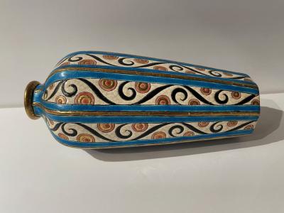 Longwy Longwy Art Deco French Cloisonn Ceramic Vase