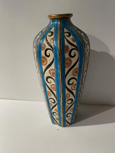 Longwy Longwy Art Deco French Cloisonn Ceramic Vase