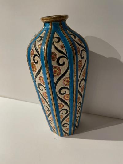 Longwy Longwy Art Deco French Cloisonn Ceramic Vase