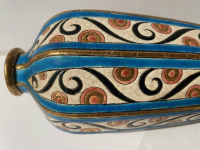 Longwy Longwy Art Deco French Cloisonn Ceramic Vase