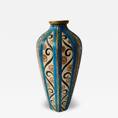 Longwy Longwy Art Deco French Cloisonn Ceramic Vase