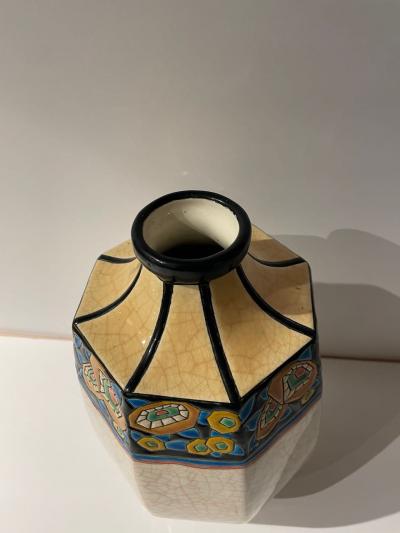 Longwy Longwy Art Deco French Cloisonn Ceramic Vase