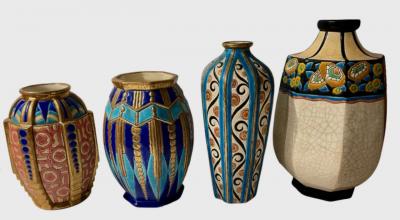 Longwy Longwy Art Deco French Cloisonn Ceramic Vase