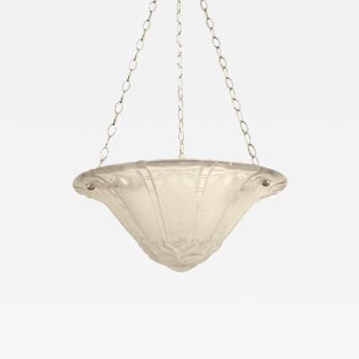 Lorane Nancy French Art Deco Etched Glass Pendant Chandelier