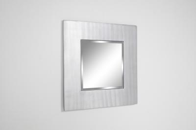 Lorenzo Burchiellaro Cast aluminum square mirror by Lorenzo Burchiellaro 1970s