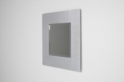 Lorenzo Burchiellaro Cast aluminum square mirror by Lorenzo Burchiellaro 1970s