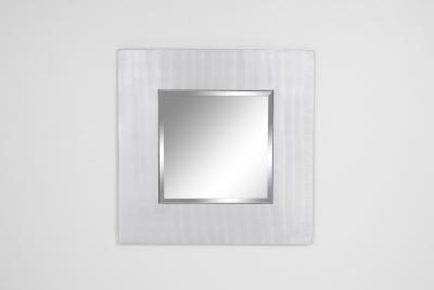 Lorenzo Burchiellaro Cast aluminum square mirror by Lorenzo Burchiellaro 1970s