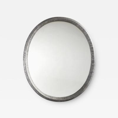 Lorenzo Burchiellaro Late 20th Century Oval Aluminum Cast Mirror by Lorenzo Burchiellaro