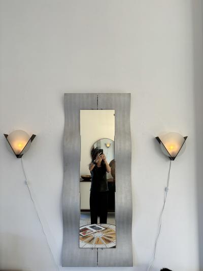 Lorenzo Burchiellaro Lorenzo Burchiellaro Etched Aluminum Wave Mirror Italy 1975