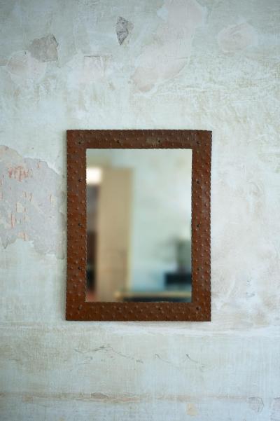 Lorenzo Burchiellaro Mirror With Copper Frame Attributed to Burchiellaro 1970s