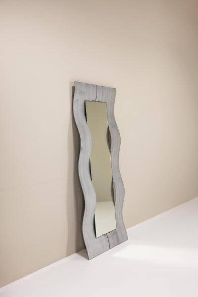 Lorenzo Burchiellaro Wave Mirror in Chiseled Aluminum by Lorenzo Burchiellaro Italy ca 1975