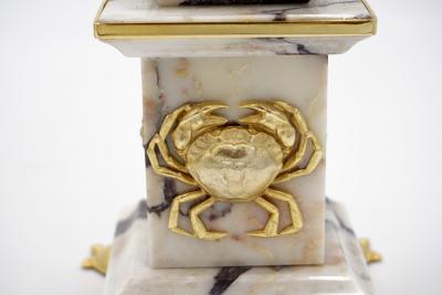 Lorenzo Ciompi Pair of Breccia Medicea Marble and Bronze Obelisks Crabs Limit Edition 2018