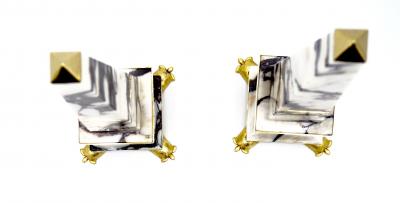 Lorenzo Ciompi Pair of Breccia Medicea Marble and Bronze Obelisks Crabs Limit Edition 2018