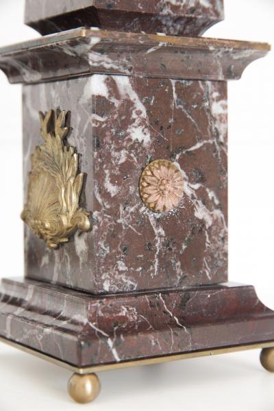 Lorenzo Ciompi Pair of Italian Red Marble and Bronze Obelisks Acanthus Limited Edition 2017