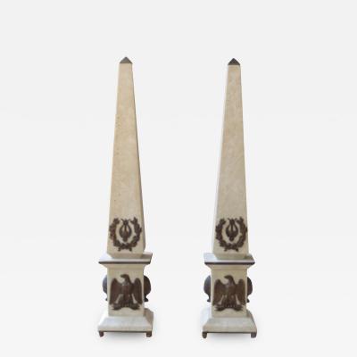 Lorenzo Ciompi Pair of Italian Roman Travertine and Bronze Obelisks Empire Limited Ed 2019