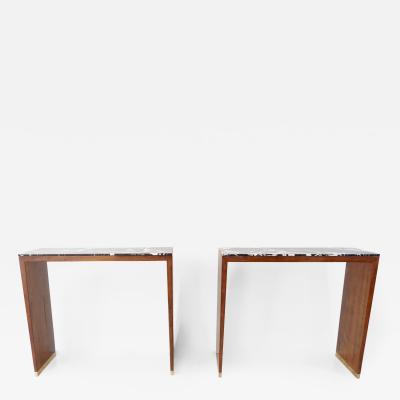 Lorenzo Ciompi pair of C U Lorenzo Ciompi wood brass and marble console tables Italy 2022