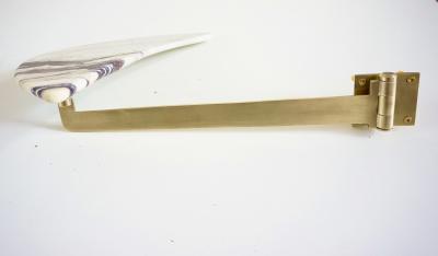 Lorenzo Ciompi pair of unique breccia and brass hanging bed side tables adjustable arms 2024