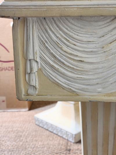 Lorin Jackson Lorin Jackson Grosfeld House Pair Carved Wood Consoles 1940s Leather Tops