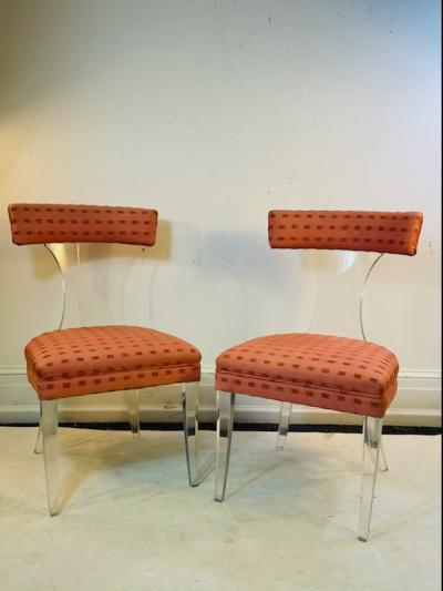 Lorin Jackson RARE PAIR OF GLAMOROUS LUCITE CHAIRS BY LORIN JACKSON FOR GROSFELD HOUSE