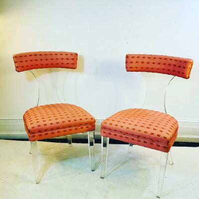 Lorin Jackson RARE PAIR OF GLAMOROUS LUCITE CHAIRS BY LORIN JACKSON FOR GROSFELD HOUSE